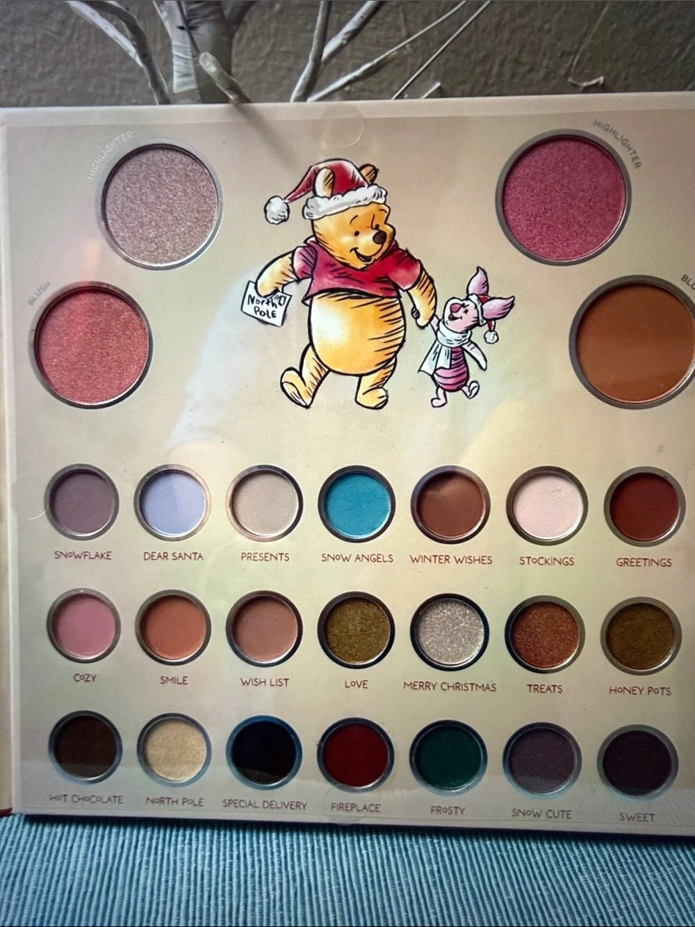 Disney Winnie the pooh cosmic tote & Face & eyeshadow palette with mirror